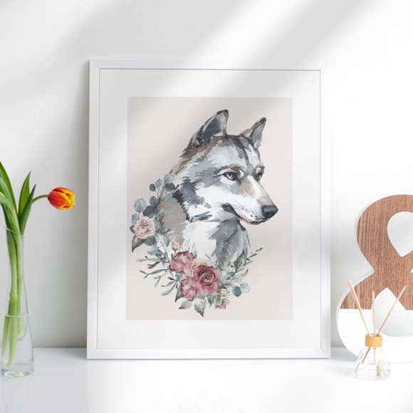 Wall Art Watercolor Wolf Portrait Illustration Print Poster Unframed - Picture 5 of 17
